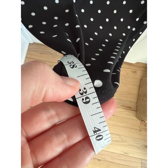 Lauren Ralph Lauren Polka Dot Ruched Midi Sheath Dress Black White Women's 8 - Picture 10 of 12
